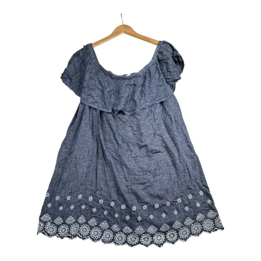 Old Navy Off the Shoulder Embroidered Short Dress size XXL Blue